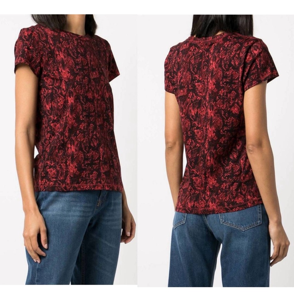 Rag & Bone All Over Snake Print Tee Womens XS Red Black Short Sleeve Shirt‎ NEW